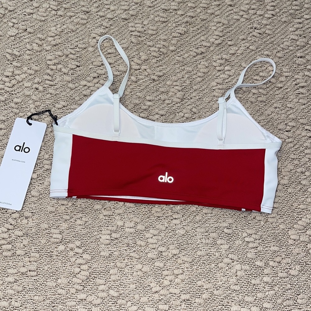 ALO Yoga Red and White Strappy Sports Bra - Picture 2 of 4